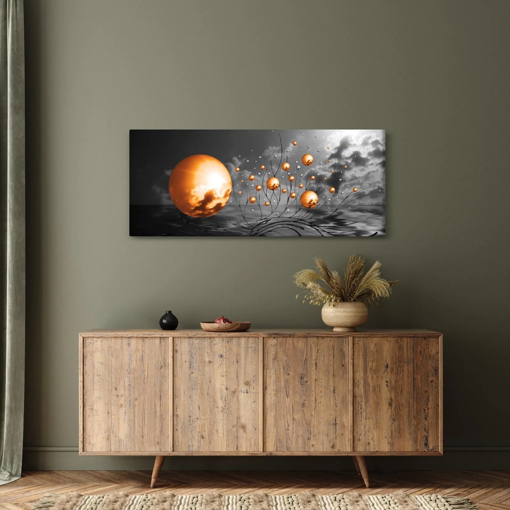 Obraz oranžových abstraktných gulí (120x50 cm)