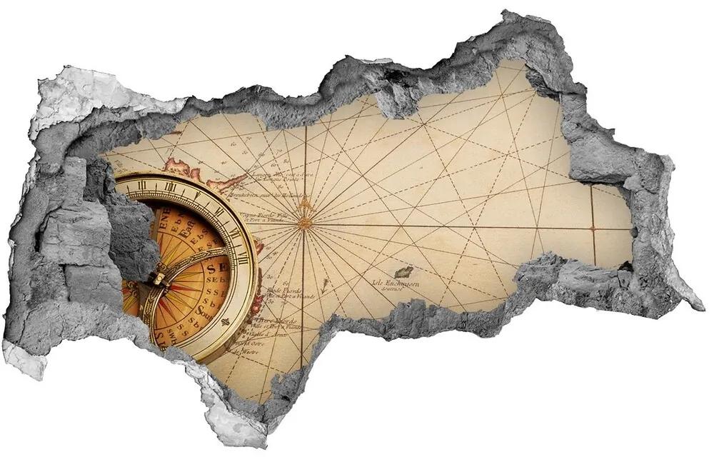 Samolepiaca diera na stenu Kompas na mape nd-b-122551026