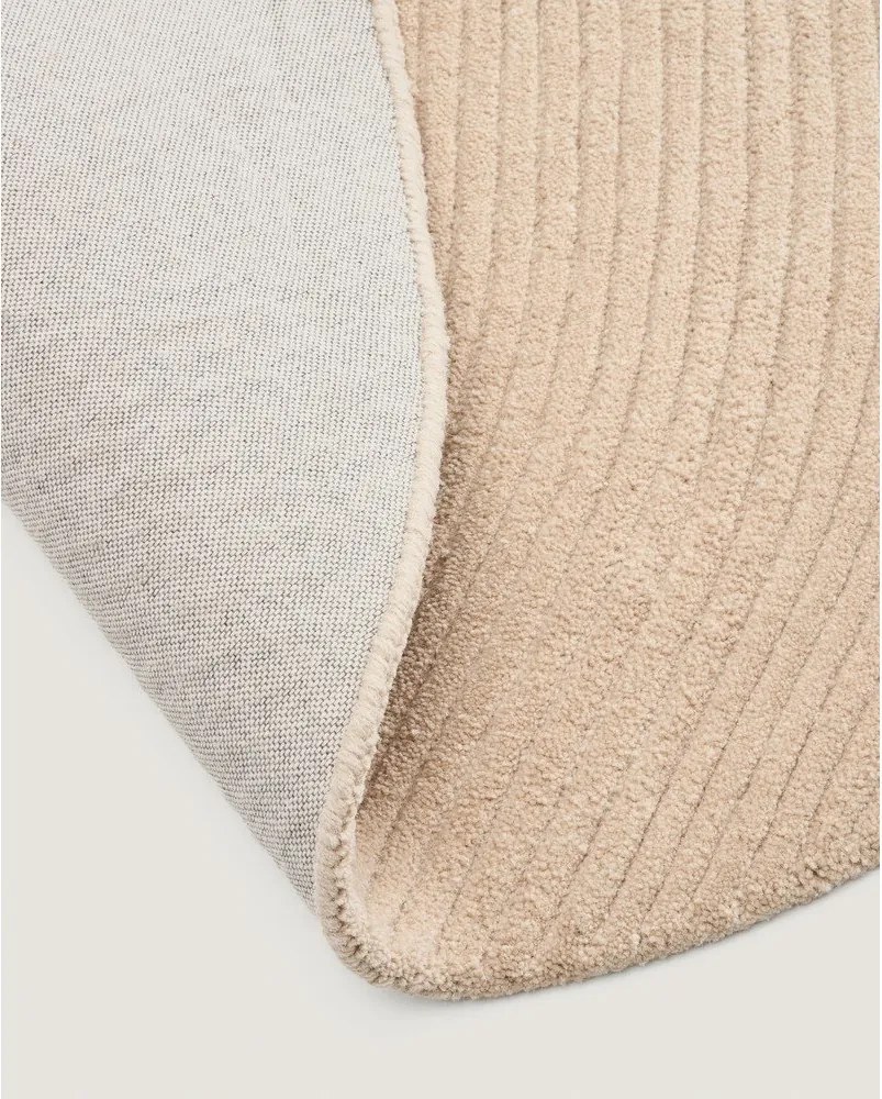 Krémový ručne tkaný vlnený okrúhly koberec ø 200 cm Domm – Kave Home