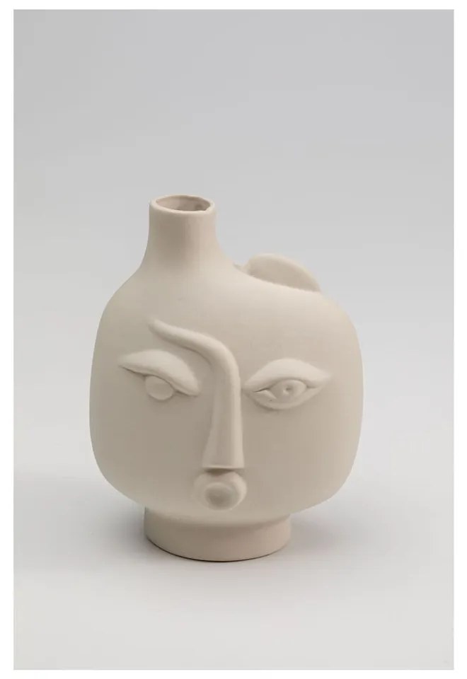 Béžová keramická ručne maľovaná váza Spherical Face – Kare Design