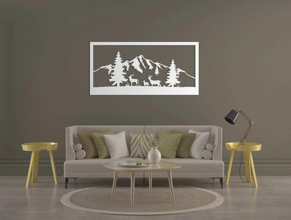 drevko Drevený obraz Jelene pod horou Rozmer obrazu: 21,5 x 44,5 cm, Farba dekorácie: Čierna