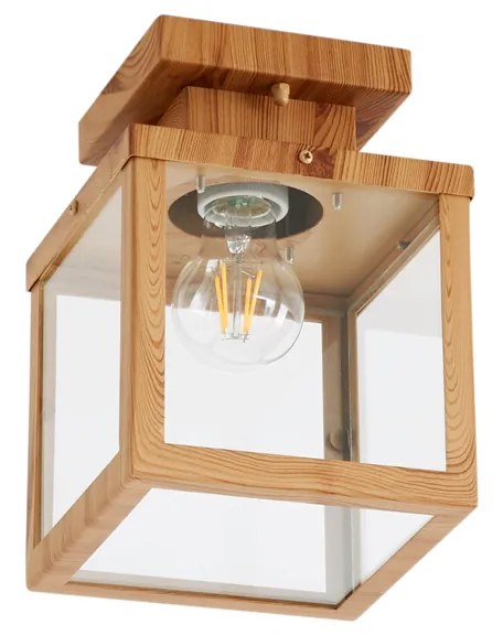 Priemyselné vonkajšie stropné svietidlo drevené s čírym sklom - Rotterdam