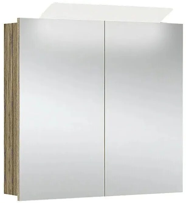 Camargue Orion Zrkadlová skrinka s LED osvetlením, 73 × 68 × 16 cm, dub Sanremo