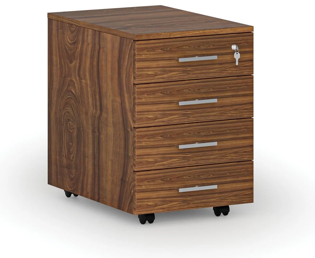 Kancelársky mobilný kontajner SOLID, 4 zásuvky, orech