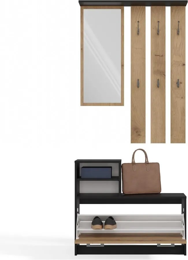 Predsieňová stena GARDE 85 cm antracit/dub artisan