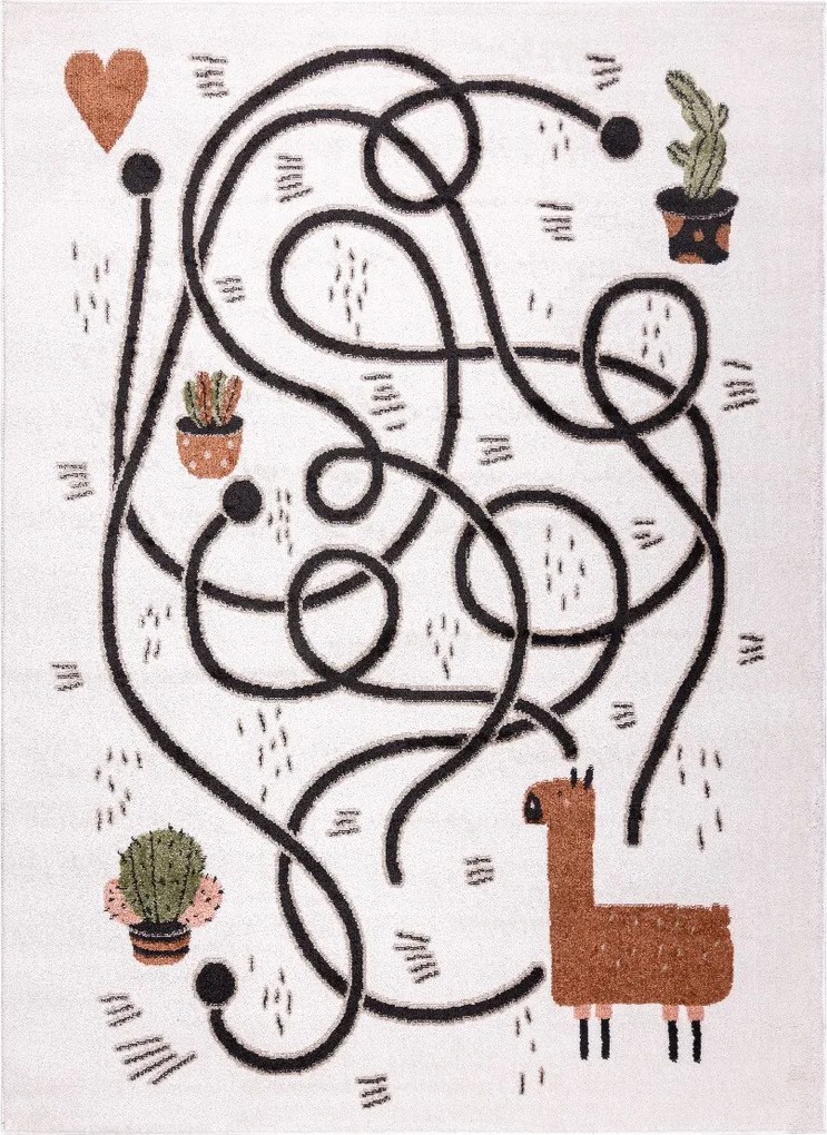 AKCIA: 80x150 cm Detský kusový koberec Fun Game llama cream, biela, detská izba, Dywany Łuszczów