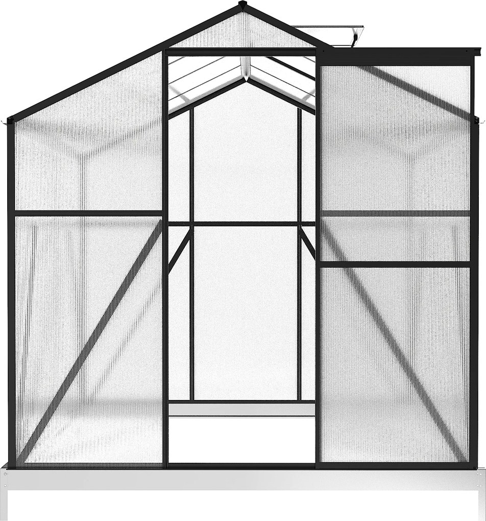 Skleník so základňou BestBerg BBGH-806B / 4,8 m² / 252 × 190 × 194 cm / čierna