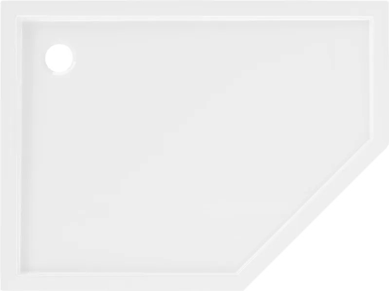 Mexen Flow päťuholníková vanička slim ľavá 100 x 80 cm, biely lesk - 46P108010L