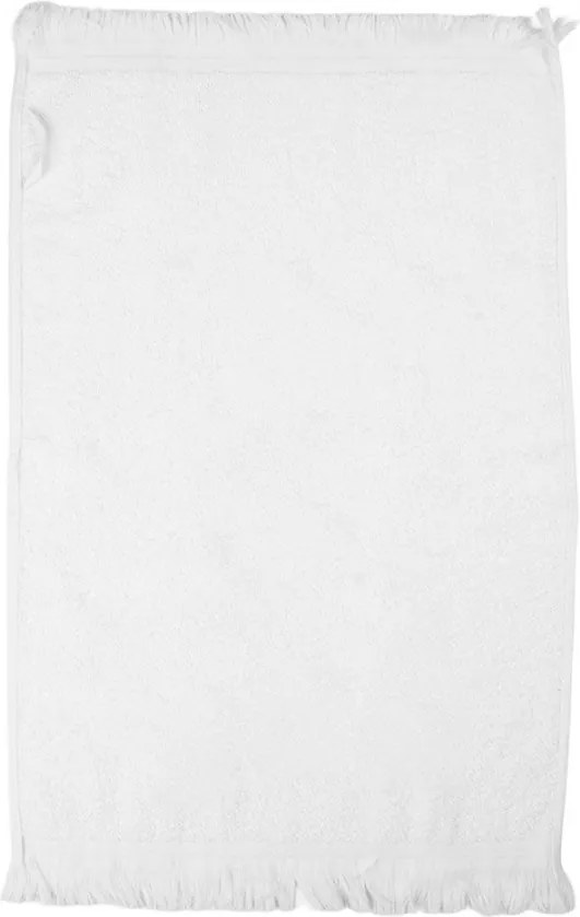 Biely froté kuchynský uterák so srdiečkami a prúžkami - 40*66 cm