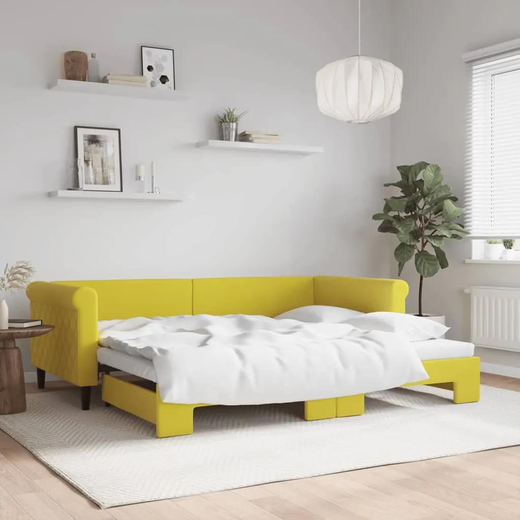 Denná posteľ s rozkladacou posteľou žltá 90x200 cm zamat 3197776