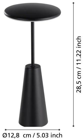 Eglo 900925 - LED Stmievateľná vonkajšia lampa PICCOLA 2,8W/5V 5200mAh IP54 čierna