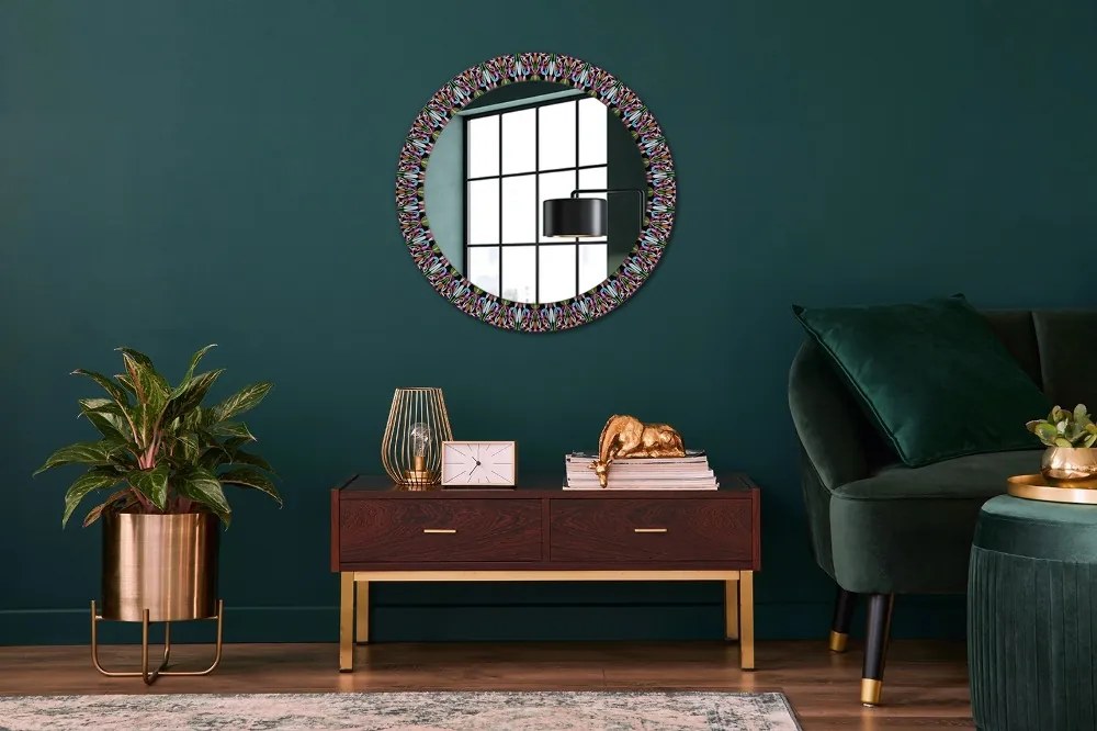Okrúhle ozdobné zrkadlo na stenu Psychedelic mandala vzor fi 70 cm