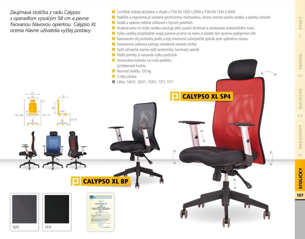 OFFICE PRO -  OFFICE PRO Kancelárska stolička CALYPSO XL SP4 čierna