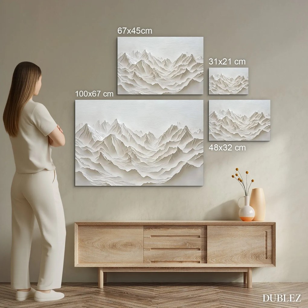 DUBLEZ | Biely obraz - Minimalistické hory