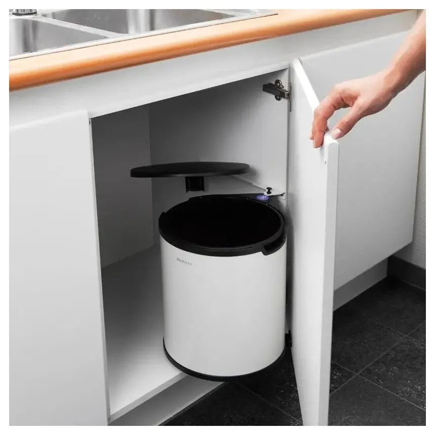 Biely vstavaný oceľový odpadkový kôš 15 l – Brabantia