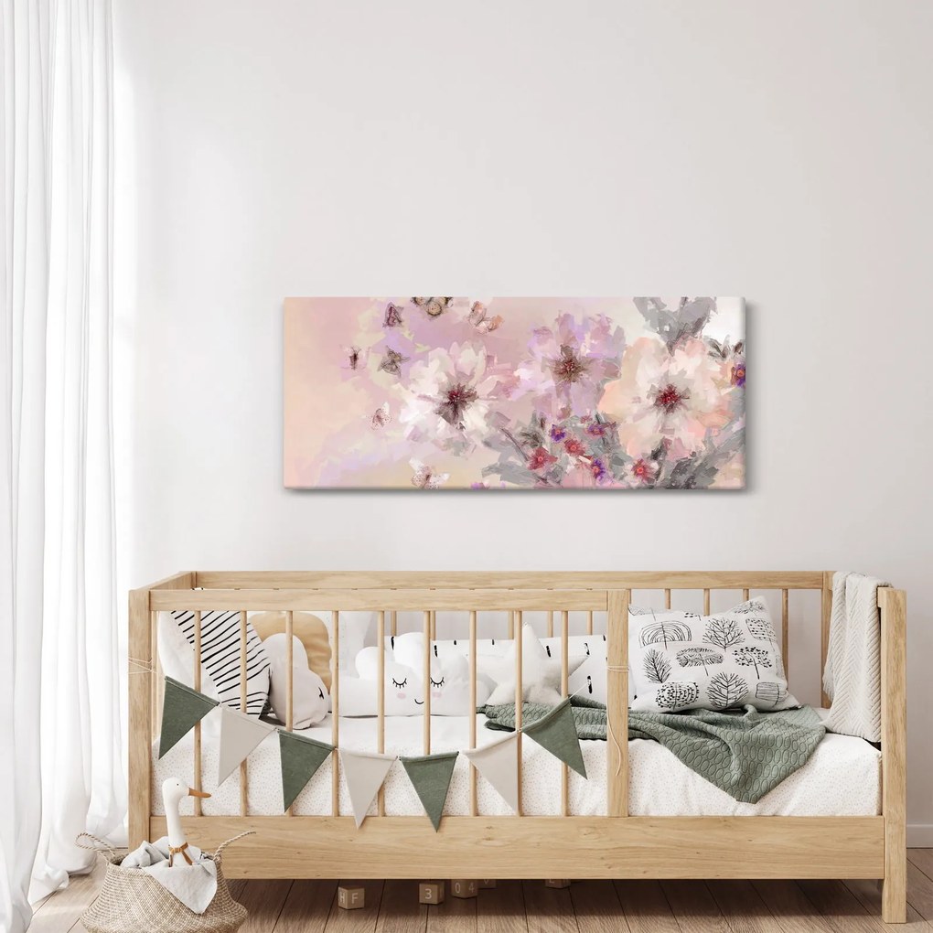 Obraz - Umelecká koláž s motýľmi (120x50 cm)