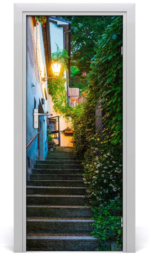 Fototapeta samolepiace dvere staré mesto schody 75x205 cm