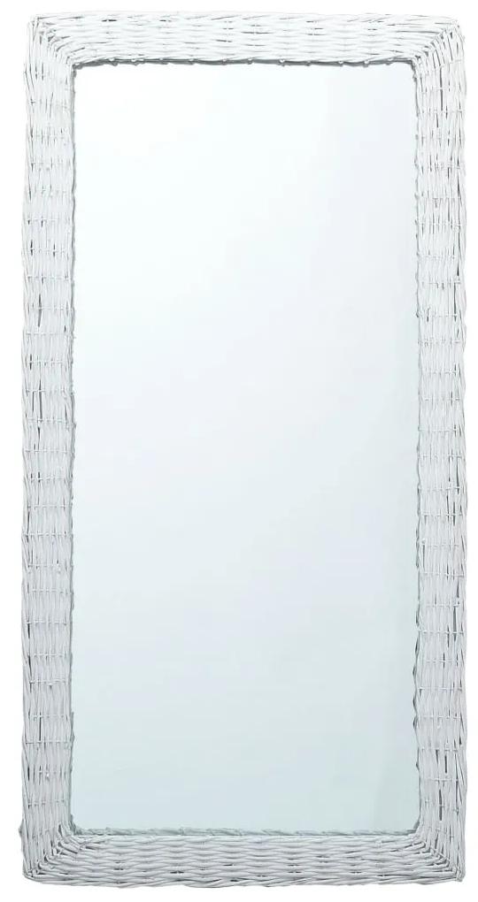 vidaXL Zrkadlo, biele 120x60 cm, prútie