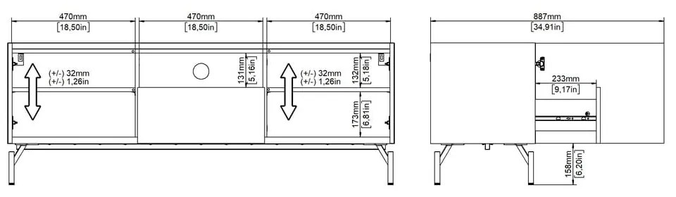 Hnedý TV stolík v dekore duba 147x54x41 cm Bergen – Tvilum