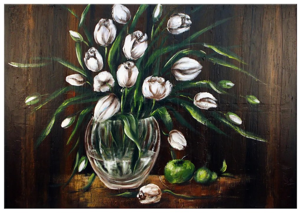 Gario Ručne maľovaný obraz Maľované tulipány Rozmery: 100 x 70 cm