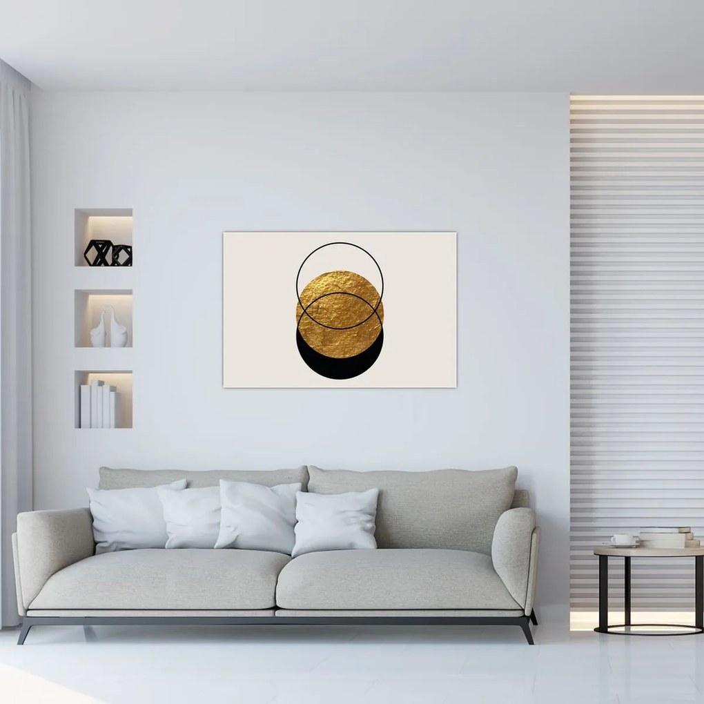 Obraz - Abstrakcia zlatá a biela N⁰2 (90x60 cm)