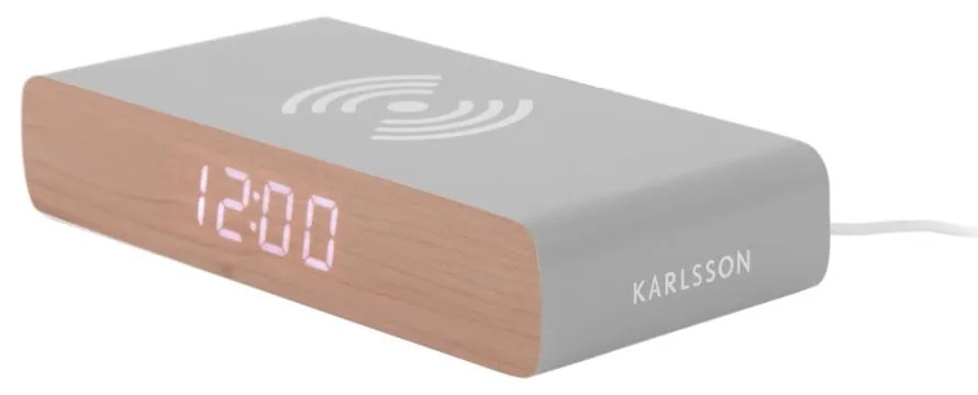 Digitálny budík s bezdrôtovou nabíjačkou Retro Flat LED – Karlsson