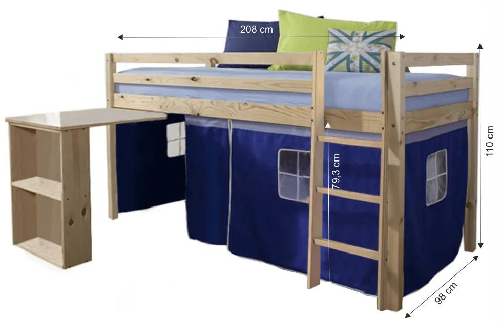 Detská posteľ s PC stolíkom 90 cm Alzaria (modrá). Vlastná spoľahlivá doprava až k Vám domov. 1015351