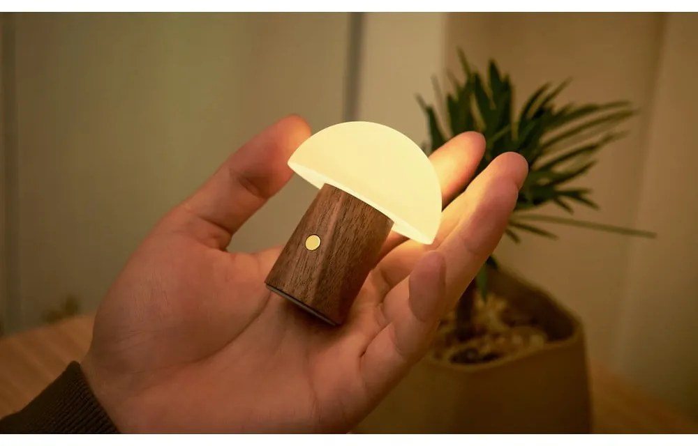 Biela/v tmavoprírodnej farbe LED stolná lampa (výška 7 cm) Alice Mushroom – Gingko