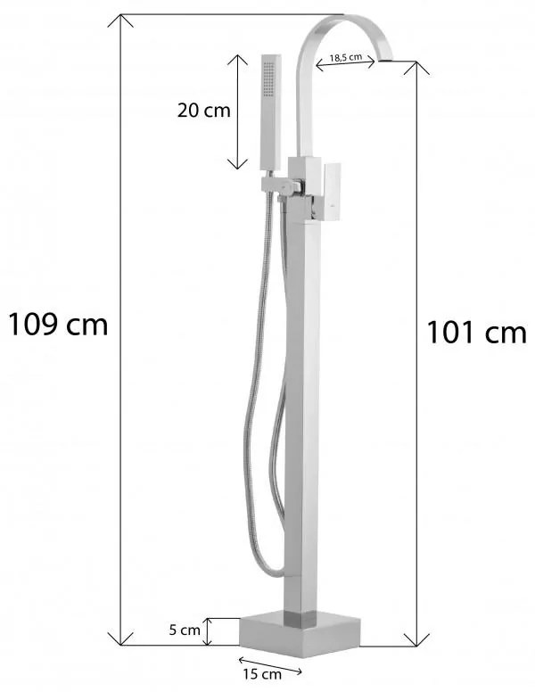 Erga Enzo, voľne stojaca vaňová batéria h-1090, chrómová, ERG-YKA-BS.ENZO