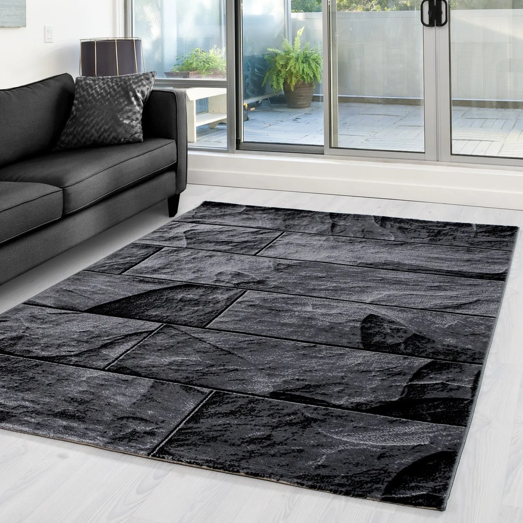Ayyildiz, Kusový koberec Parma 9250 black, 160x230, šedá, chodba / predsieň