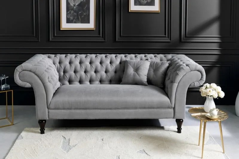 Pohovka Paris Chesterfield grey velvet