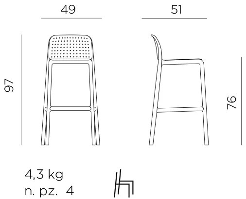 Stima Barová stolička BORA Vyberte odtieň ->: Antracite - Čierná