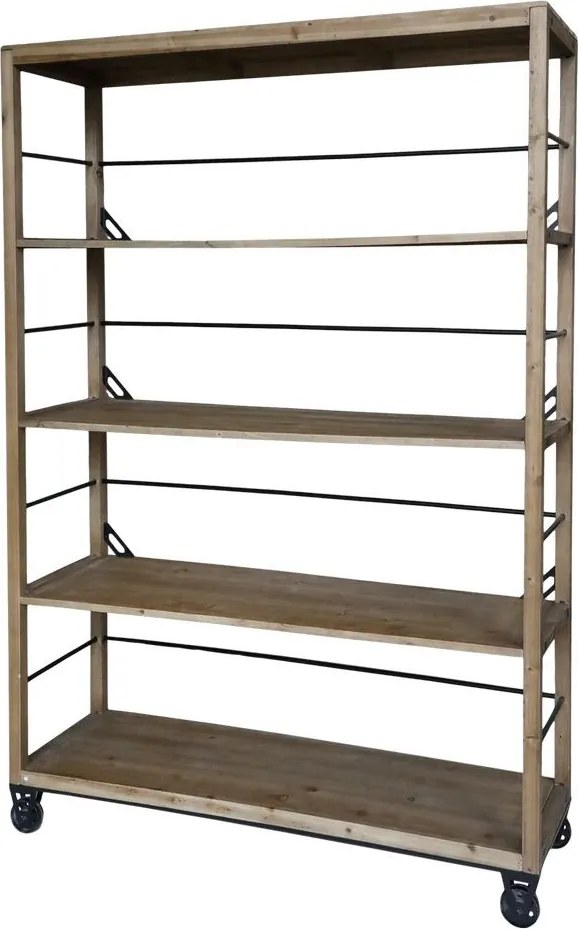 Hnedý antik drevený vozík ostrovček na kolieskach Elloa - 150*70*90 cm
