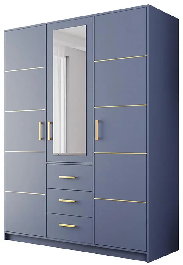 Skriňa  Bali D3 Modrá/zrkadlo