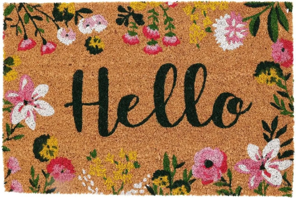 Vonkajšia rohožka Hello Flowers, 60x40 cm