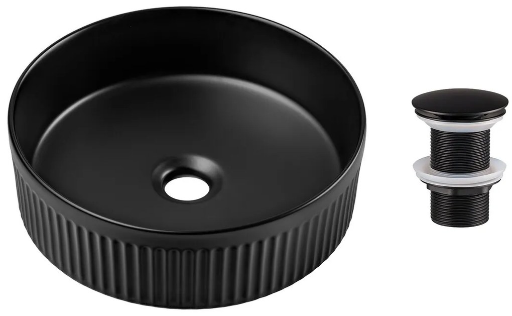 Súprava keramického umývadla na dosku a výpuste Beyond 2 čierna