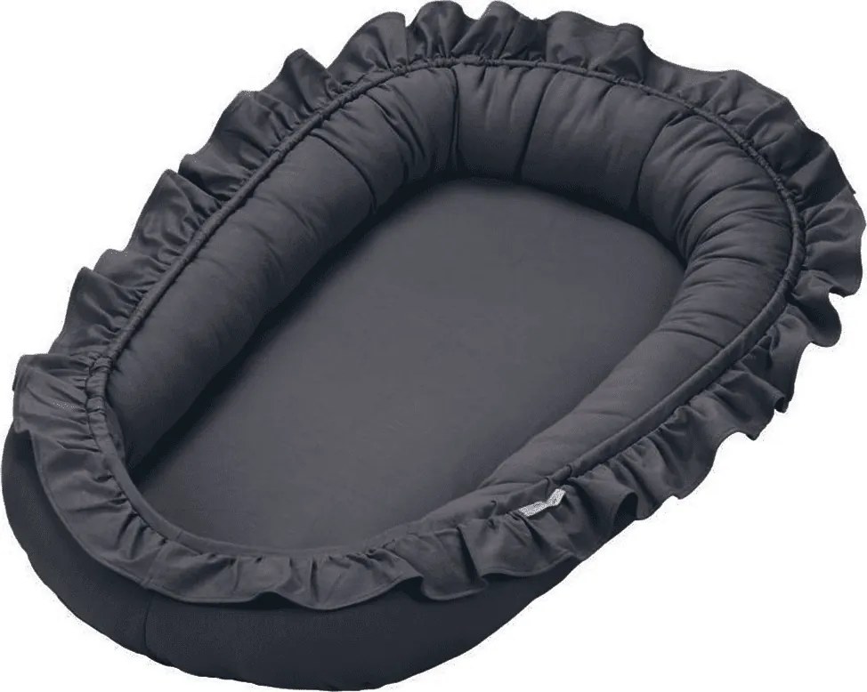 Hniezdo pre bábätko s volánom grafitové 83x54cm