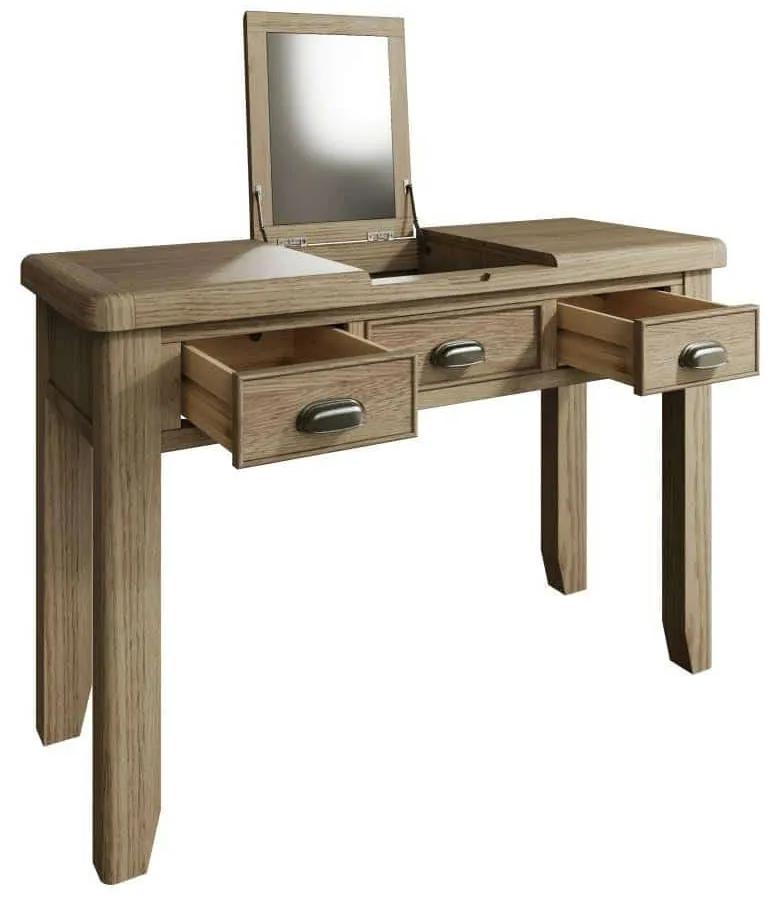 Kozmetický stolík s 3 zásuvkami a výklopným zrkadlom, 120x45x80 cm