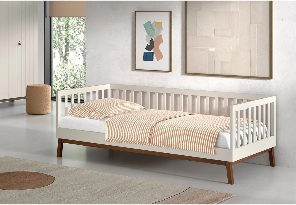 Béžová detská posteľ z borovicového dreva s roštom 90x200 cm Sezane – Vipack