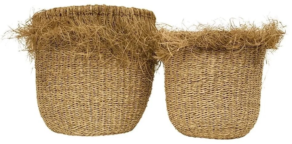 2ks kvetináče z morskej trávy s štiepením - Ø 30 * 33cm / Ø 25 * 27cm