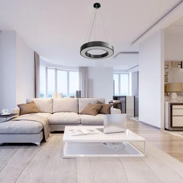 LED Stmievateľný luster na lanku LED/45W/230V 3000-6500K čierna + diaľkové ovládanie