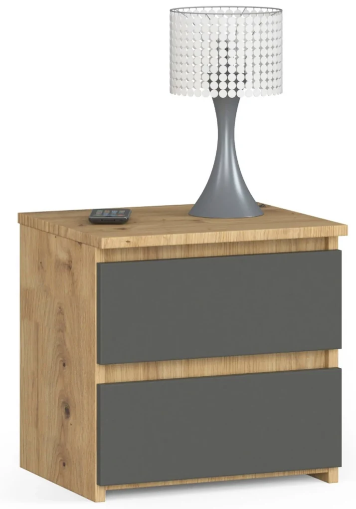 Nočný stolík Cleania CL2 (dub artisan + sivá). Vlastná spoľahlivá doprava až k Vám domov. 1069937
