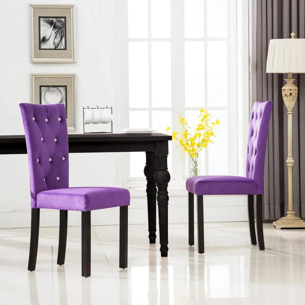 Jedálenské stoličky 2 ks, fialové, zamat
