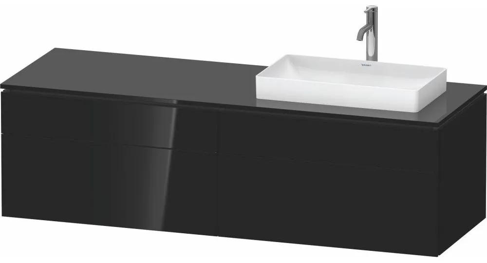 DURAVIT L-Cube závesná skrinka pod umývadlo na dosku (umývadlo vpravo), 4 zásuvky, 1620 x 550 x 482 mm, čierna vysoký lesk, LC4871R40400000
