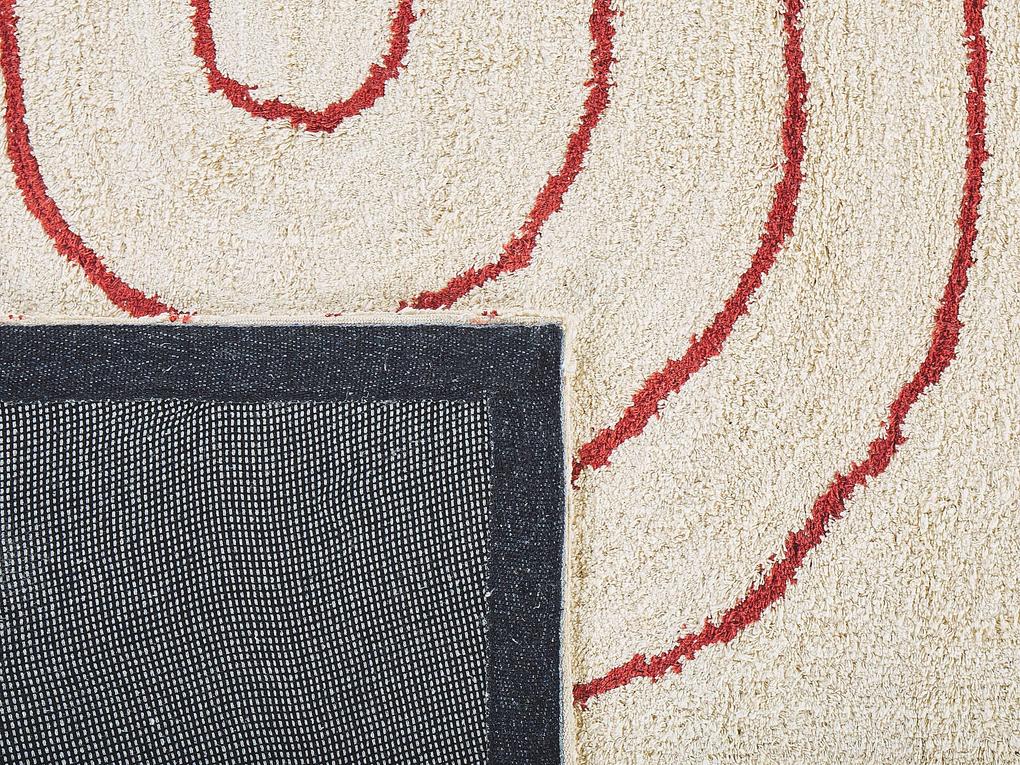 Bavlnený koberec 160 x 230 cm béžová/červená TIRUPATI Beliani