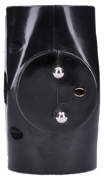 SOLIGHT Zásuvka rozbočovacia P92 IP20/230V/2x10A+1x2,5A, čierna