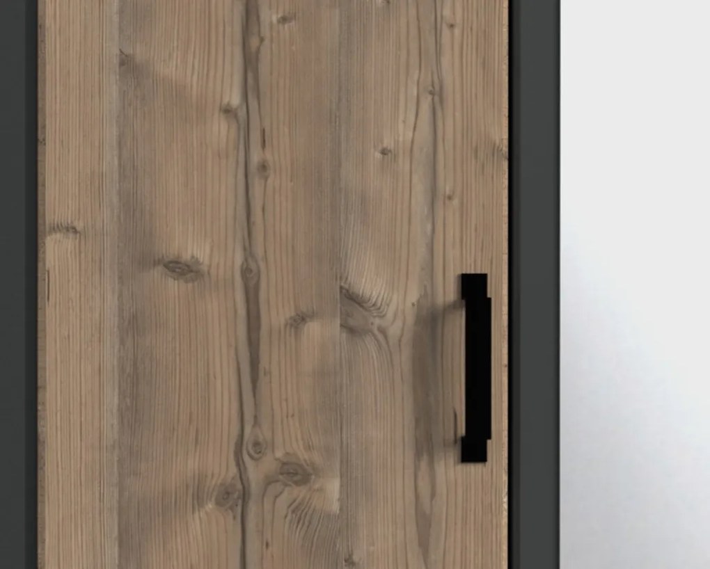 Šatníková skriňa so zrkadlom Bochum, 90 cm, grafit/jedľa