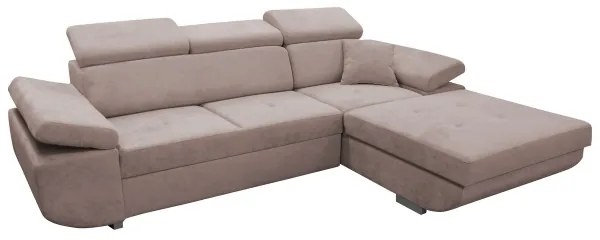 Rozkladacia pravá rohová sedacia súprava v tvare L CASTELO, béžová, s úložným priestorom