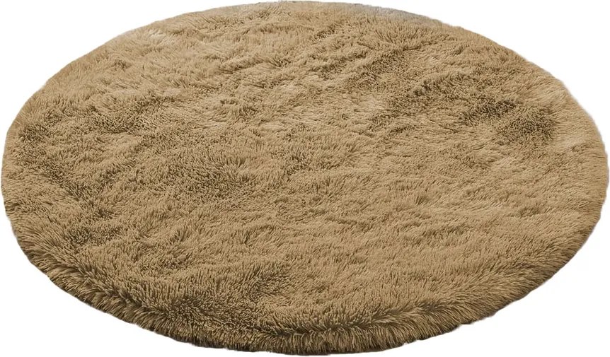 Okrúhly koberec Shaggy Lana – hnedý, nadýchaný vlas Rozmer: 80 cm