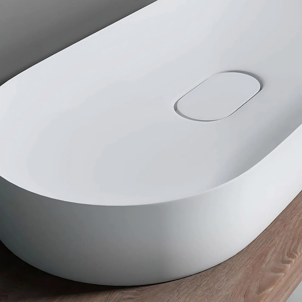 Rea iris, umývadlo na dosku z konglomerátu 700x355x105 mm, biela matná, REA-U4305